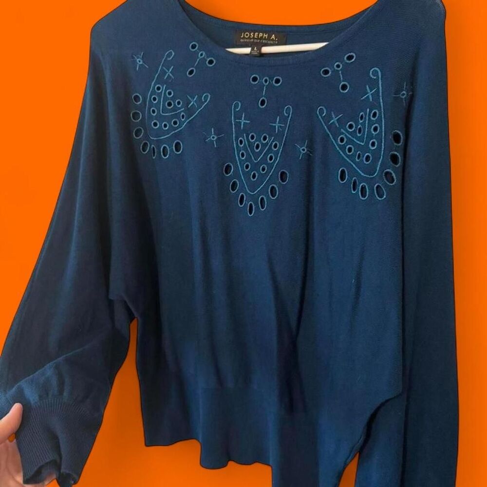 Joseph A. Teal Eyelet Sweater